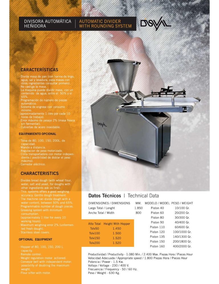 Disval Dough Divider with Rounding System
